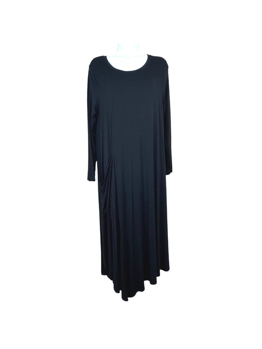iNoah NWOT Black Maxi Dress Size Med Asymmetrical Casual Minimalist Lagenlook